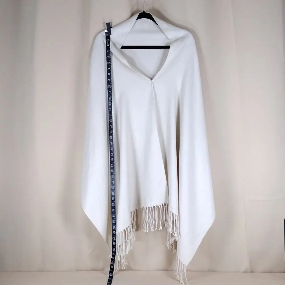 White Women’s Shawl Scarf Cream Beige Fringe Boho Flowy Casual Fall Layering